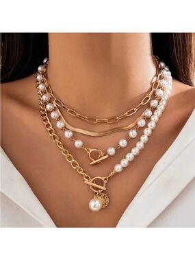 New Olivia 24k Gold Plated Layered Necklace